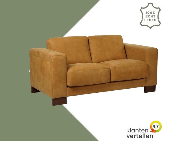 Leren bank Clear - 2 zits - Kenia Cognac (cognac) - Poten, Antiek en Kunst, Antiek | Meubels | Stoelen en Sofa's, Ophalen of Verzenden