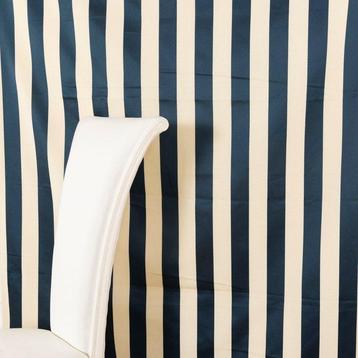 Beige en Navy blauw streepjes - Elegante schitterende stof -