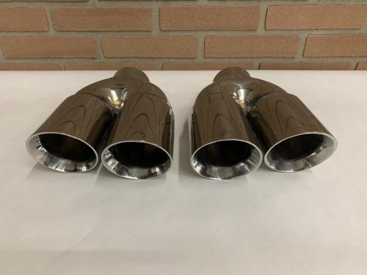 rvs dubbel 3 inch Uitlaat sierstukken set R + L, Auto-onderdelen, Uitlaatsystemen, Nieuw, Ophalen of Verzenden