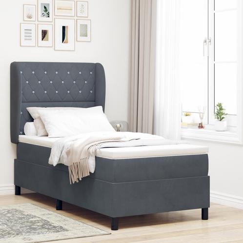 vidaXL Boxspring Bed met Matras Donkergrijs 90x190 cm, Huis en Inrichting, Slaapkamer | Bedden, Nieuw, Verzenden