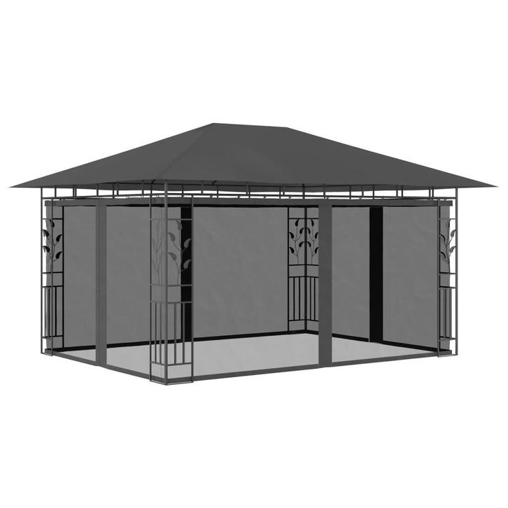 vidaXL Prieel met klamboe 180 g/m² 4x3x2,73 m antraciet, Tuin en Terras, Partytenten, Nieuw, Verzenden