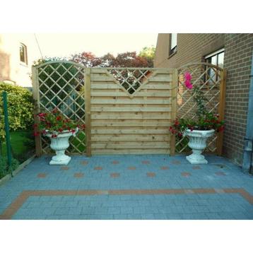 Tuinscherm in hout - economyscherm type extra zwaar met, Tuin en Terras, Nieuw