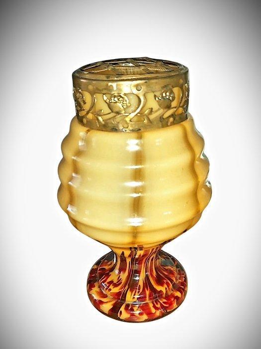 Franz Welz - Bloempot - art deco - Opaline en brasslegering, Antiek en Kunst, Kunst | Designobjecten