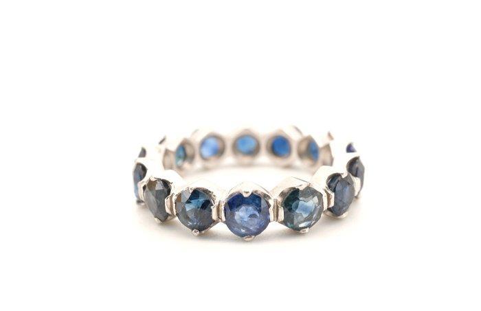 Ring - 18 karaat Witgoud Saffier - winnende eeuwigheid, Handtassen en Accessoires, Ringen