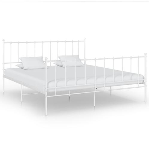 vidaXL Cadre de lit Blanc Métal 200x200 cm, Maison & Meubles, Chambre à coucher | Lits, Neuf, Envoi