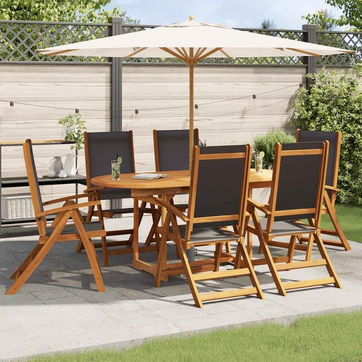 vidaXL 7-delige Tuinset massief acaciahout, Tuin en Terras, Tuinsets en Loungesets, Tuinset, Nieuw, Verzenden