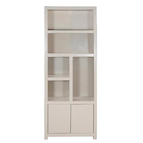 Wandkast Mangohout Evan 80 Crème (5 Open Vakken, 2 Deuren), Huis en Inrichting, Kasten | Overige, Nieuw, Verzenden