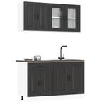 vidaXL 4-delige Keukenkastenset Kalmar bewerkt hout zwart, Huis en Inrichting, Verzenden, Nieuw
