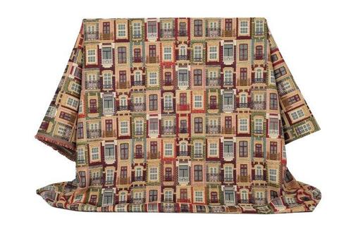 Lissabons balkonnetjes - Premium kleurrijk Gobelin Jacquard, Antiek en Kunst, Antiek | Tapijten, Tafelkleden en Textiel