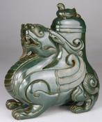 Chinese gebeeldhouwde vaas - Chimera Dragon Lions -, Antiek en Kunst