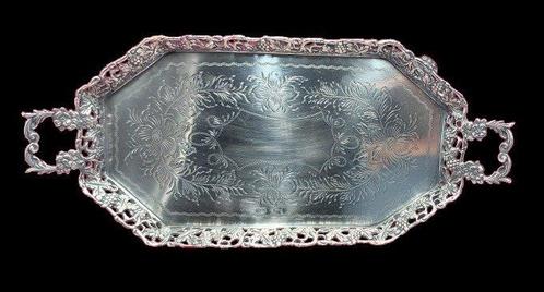 Plateau - Argent - Plateau octogonal, Antiek en Kunst, Antiek | Zilver en Goud