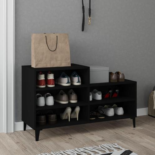 vidaXL Schoenenkast 102x36x60 cm bewerkt hout zwart, Huis en Inrichting, Kasten | Schoenenkasten, Nieuw, Verzenden