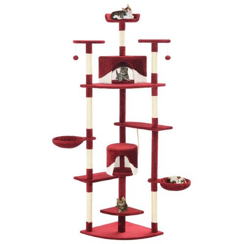vidaXL Kattenkrabpaal met sisal krabpalen 203 cm rood en wit, Dieren en Toebehoren, Katten-accessoires, Nieuw, Verzenden