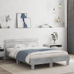 vidaXL Bedframe met hoofdeinde bewerkt hout betongrijs, Huis en Inrichting, Slaapkamer | Bedden, Verzenden, Nieuw