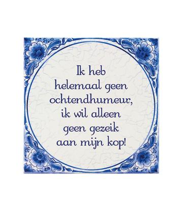 Delfts Blauw Tegel Ochtendhumeur 14,5cm, Verzenden