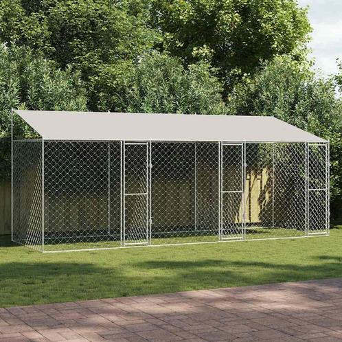 vidaXL Hondenbench Zilver 600 x 200 x 256 cm Gegevens staal, Dieren en Toebehoren, Hondenbenches, Nieuw, Verzenden