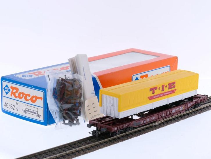 Schaal H0 Roco 46362 diepladerwagen Sdkms 707 TIE van d..., Hobby en Vrije tijd, Modeltreinen | H0, Gelijkstroom, Analoog, Zo goed als nieuw