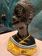 Buste, Afrikaanse dame handgemaakt gesigneerd door Ndala-Kin, Antiek en Kunst