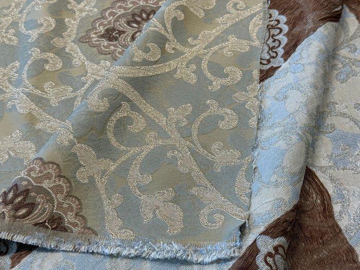 Lampassestoffering in zijde met arabesken en rozetten:, Antiek en Kunst, Antiek | Tapijten, Tafelkleden en Textiel