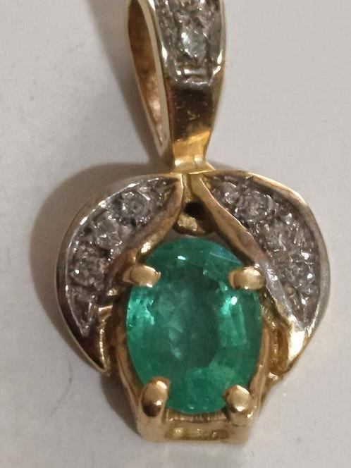Pendentif - 18 carats Or jaune - 1.36ct. tw. Émeraude -, Handtassen en Accessoires, Antieke sieraden