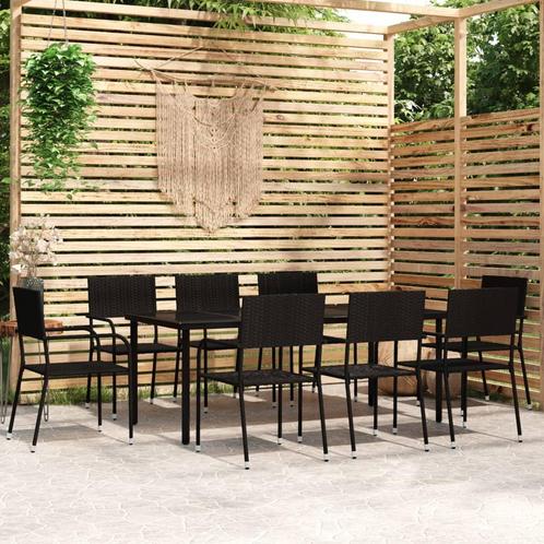 vidaXL Ensemble à manger de jardin 9 pcs Noir, Tuin en Terras, Tuinsets en Loungesets, Verzenden