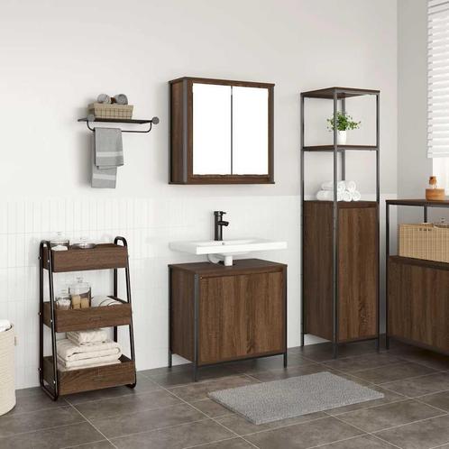 vidaXL 2-delige Badkamermeubelset bewerkt hout bruin, Huis en Inrichting, Badkamer | Badkamermeubels, Nieuw, Verzenden