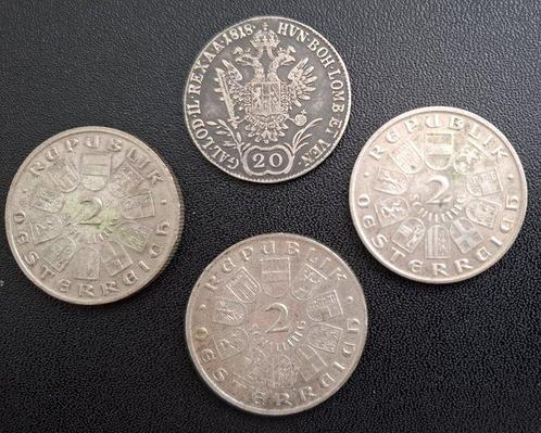 Oostenrijk. 4 Oostenrijkse zilveren munten van 1818-1932, Postzegels en Munten, Munten | Europa | Niet-Euromunten