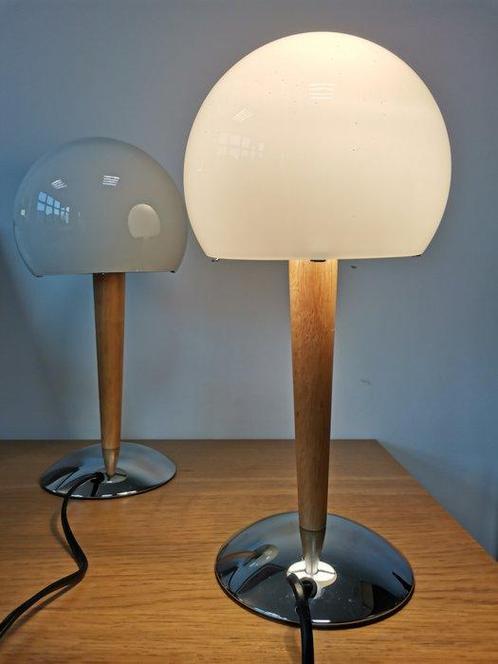 Tafellamp - Hout, Metaal, Staal - Tweepaar tafellampen, Antiek en Kunst, Curiosa en Brocante