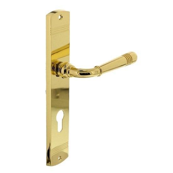 Deurklink Helena op schild profielcilindergat 72 mm messi..., Doe-het-zelf en Bouw, Hang- en Sluitwerk, Klink of Kruk, Nieuw, Koper of Messing