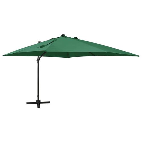 vidaXL Parasol déporté avec mât et lumières LED Vert 300, Jardin & Terrasse, Parasols, Neuf, Envoi