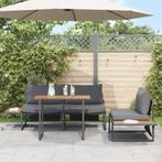 vidaXL 3-delige tuin eetset met antraciet kussens, Verzenden, Nieuw