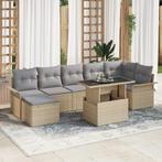 vidaXL 8-delige tuinset met kussens in beige poly rattan, Verzenden, Nieuw, Tuinset