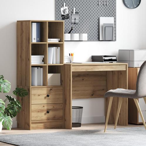 vidaXL Bureau met Opbergruimte in Artisan Eiken, Huis en Inrichting, Kasten | Dressoirs, Nieuw, Verzenden
