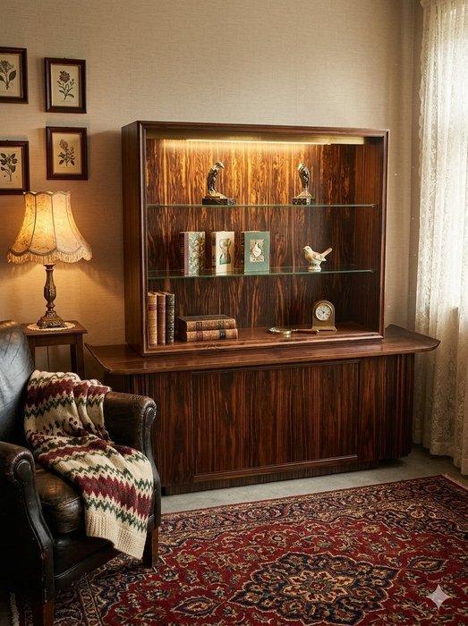 in de stijl van H. Th. Wijdeveldt - Kast - Glas, Macassar, Antiek en Kunst, Kunst | Designobjecten