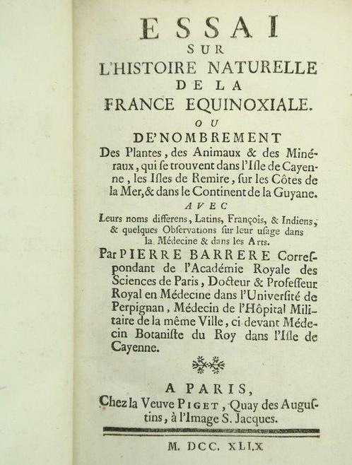 Pierre Barrère - Essai sur lhistoire naturelle de la France, Antiek en Kunst, Antiek | Boeken en Manuscripten