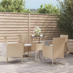 vidaXL 5-delige Bistroset met kussens poly rattan beige, Tuin en Terras, Verzenden, Nieuw