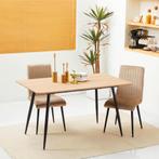Keukentafel - Houten uitstraling - Stalen poten - Zwart, Huis en Inrichting, Tafels | Eettafels, Ophalen of Verzenden, Nieuw, Modern