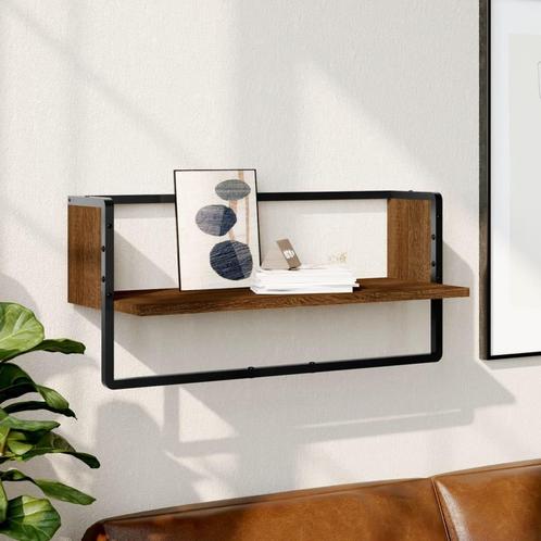 vidaXL Wandschap met stang 65x25x30 cm bruin eikenkleur, Huis en Inrichting, Kasten | Wandmeubels, Nieuw, Verzenden