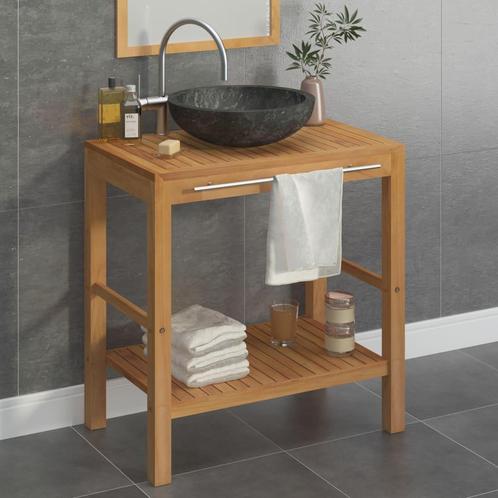 vidaXL Armoire de toilette en teck solide avec lavabo en, Maison & Meubles, Tables | Coiffeuses, Neuf, Envoi