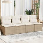 vidaXL Tuinbank 4-zits met kussens poly rattan beige, Verzenden, Nieuw