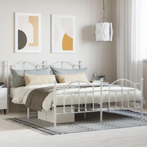 vidaXL Bedframe met hoofd- en voeteneinde metaal wit 180x200, Huis en Inrichting, Slaapkamer | Bedden, Nieuw, Verzenden