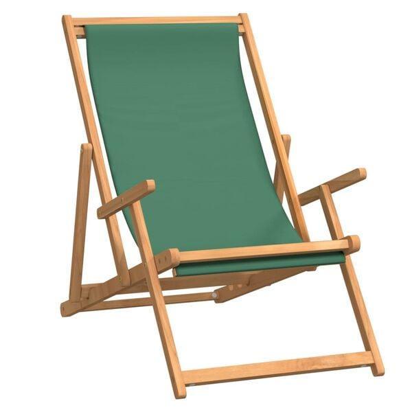 Teakhout strandstoel groen | OP = OP | 40% Korting, Tuin en Terras, Tuinsets en Loungesets, Stoel, Nieuw, Teakhout, Verzenden