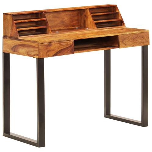 vidaXL Bureau 110x50x94 cm massief sheeshamhout en staal, Huis en Inrichting, Bureaus, Nieuw, Verzenden