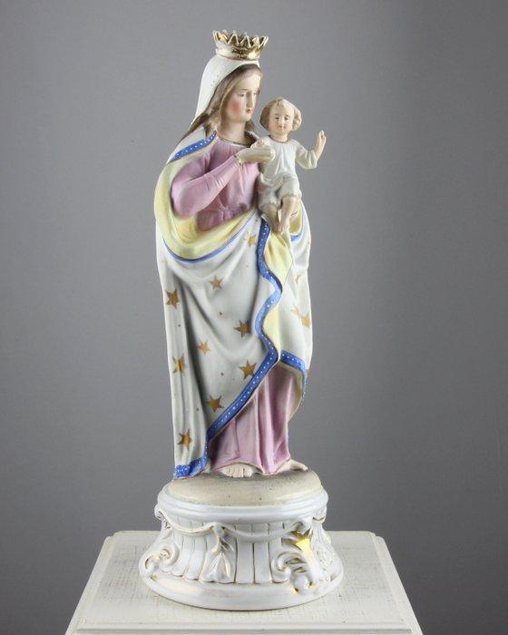 Andenne - Beeldje - Mary with Child - Biscuit porselein, Antiquités & Art, Art | Art non-occidental