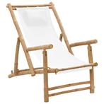 vidaXL Terrasstoel bamboe en canvas crèmewit, Tuin en Terras, Tuinstoelen, Verzenden, Nieuw