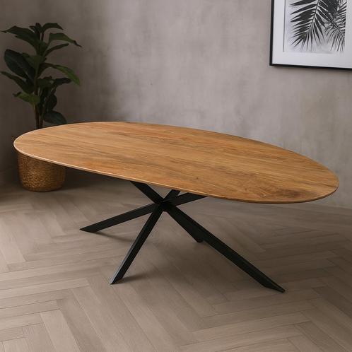 Mangohouten Eettafel Organisch Aislinn 180x90 cm, Huis en Inrichting, Tafels | Eettafels, Nieuw, Overige houtsoorten, Overige vormen