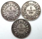 France. 5 Francs 1852-A Louis-Napoleon Bonaparte (lot de 3