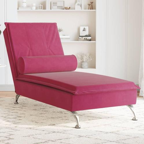 vidaXL Massage chaise longue met bolster fluweel wijnrood, Huis en Inrichting, Zetels | Zetels en Chaises Longues, Nieuw, Verzenden