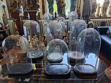 Stolp (6) - Mongeblazen Antiek Glas en Houten Voet -