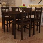 vidaXL Eettafel met 4 stoelen hout bruin, Maison & Meubles, Salles à manger complètes, Verzenden